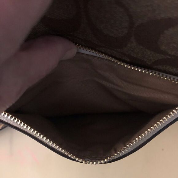 COACH Kacey Small Satchel In Colorblock Signature Canvas Leather Khaki / Cream - Picture 7 of 13